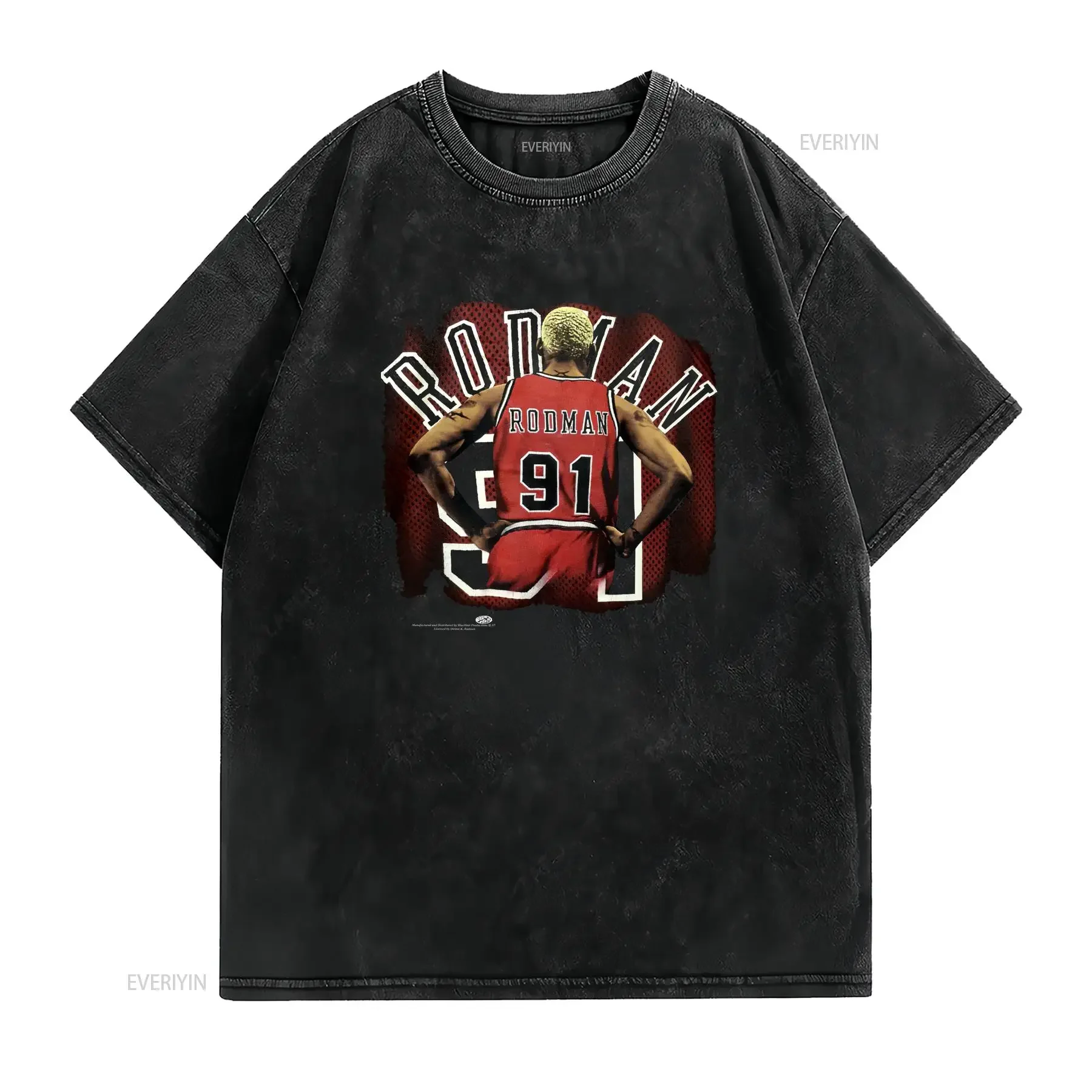 VINTAGE 1997 RODMAN TEE Murina Dennis Back Print Crew Neck  Used 8b7 vintage Washed homme Unisex Stylish Soft fashion Casual