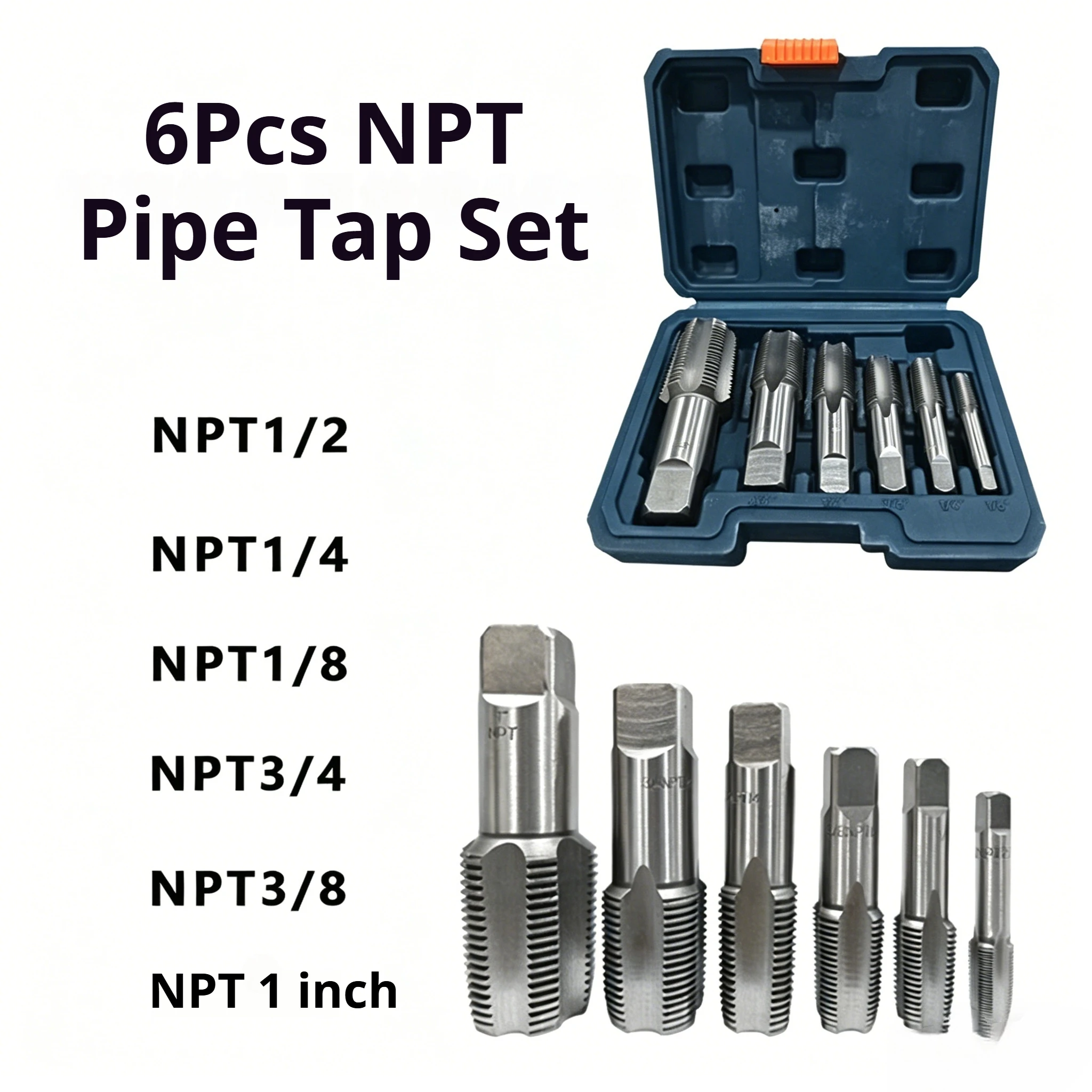 Woodworking Kits - ชุดเครื่องมือต๊าปเกลียวท่อ NPT อุตสาหกรรม, ต๊าปเกลียวเหล็กคาร์บอนแบบฟลูตตรงสำหรับการซ่อมเกลียวที่แม่นยำบนท่อเหล็ก ท่อทองเหลือง และท่อประปา
