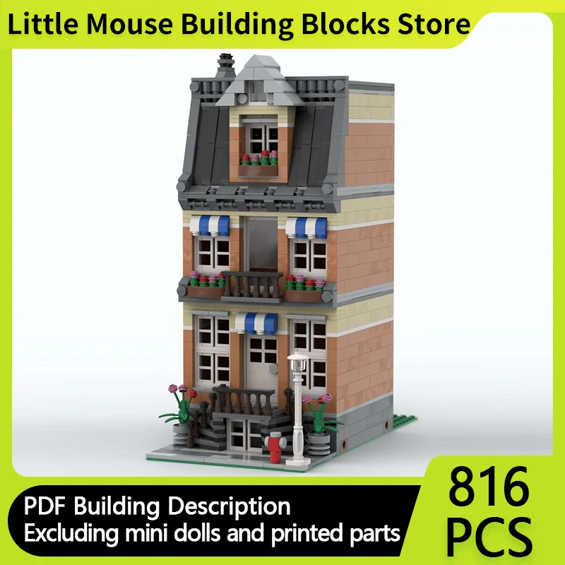 

City Street View Model MOC Building Bricks Townhouse Residential Modular Technology Gifts Holiday Assemble Children Toys Suit