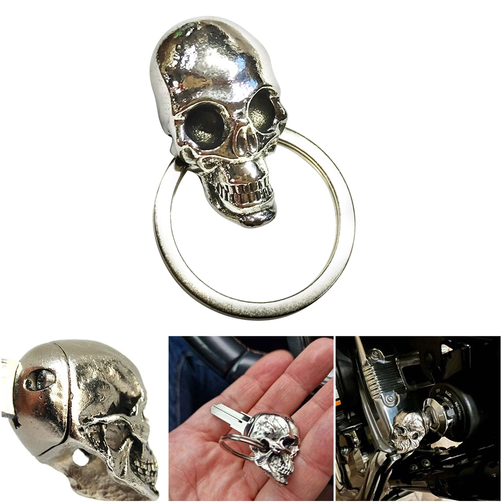 

Металлический чехол для ключей с черепом демона, декоративный аксессуар для ключей, универсальный модифицированный чехол для ключей, подвеска для ключей с черепом демона для большинства мотоциклов