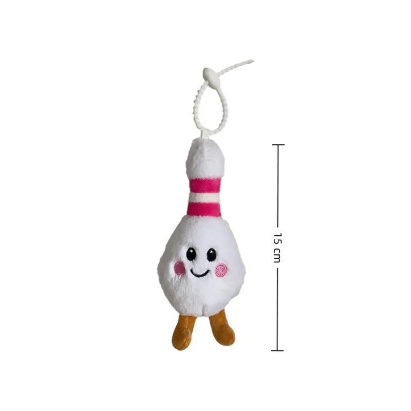 Cute Simulation Bowling Plush Doll Keychain Kawaii Stuffed Soft Keyring Backpack Pendant Bag Charm Decoration Children Toy Gifts