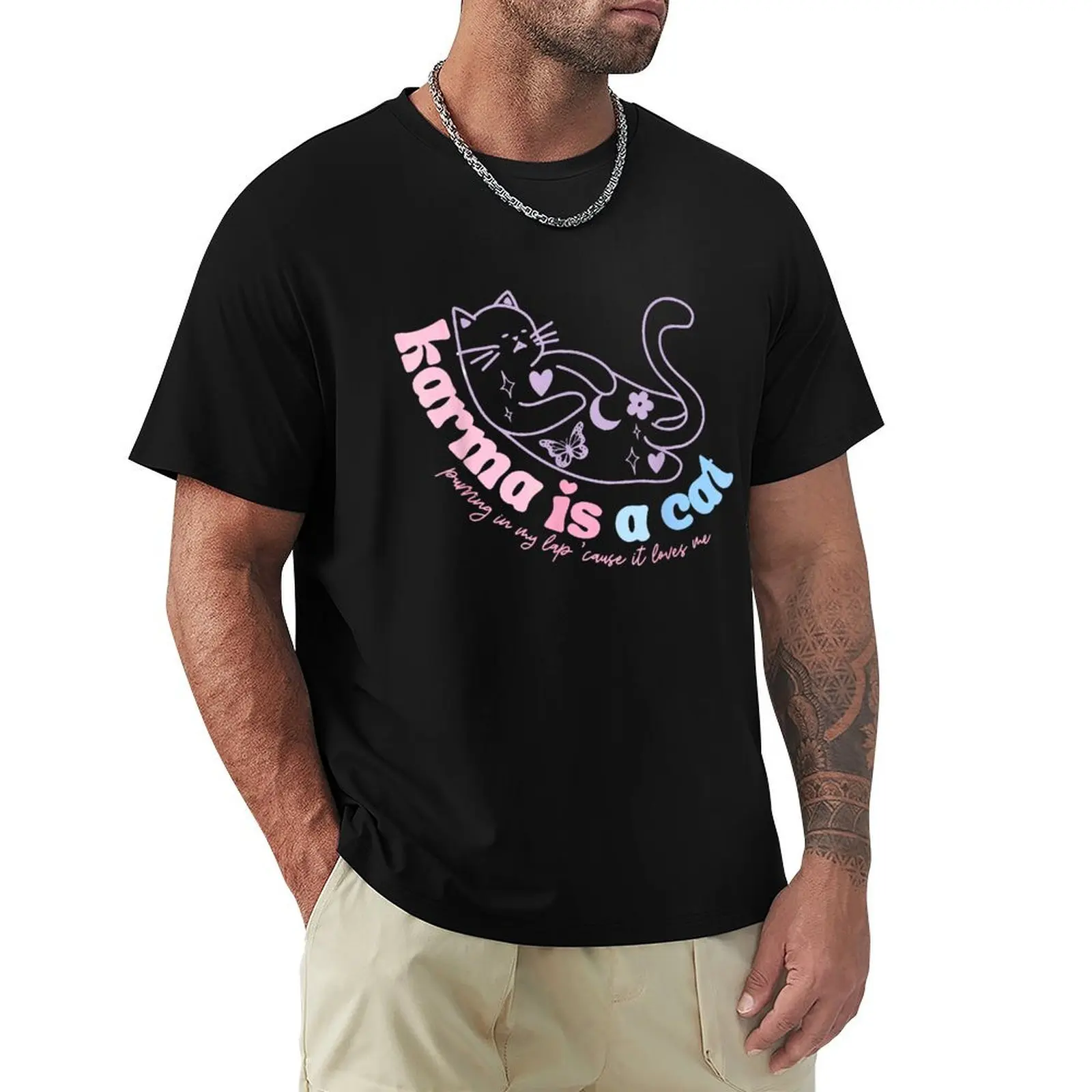 Karma Is A Cat Shirt, Purring In My Lap Cause It Loves Me Tee, Vintage Cats Graphic Tee, Cute Retro Baby Animals, Y2K Mu T-Shirt