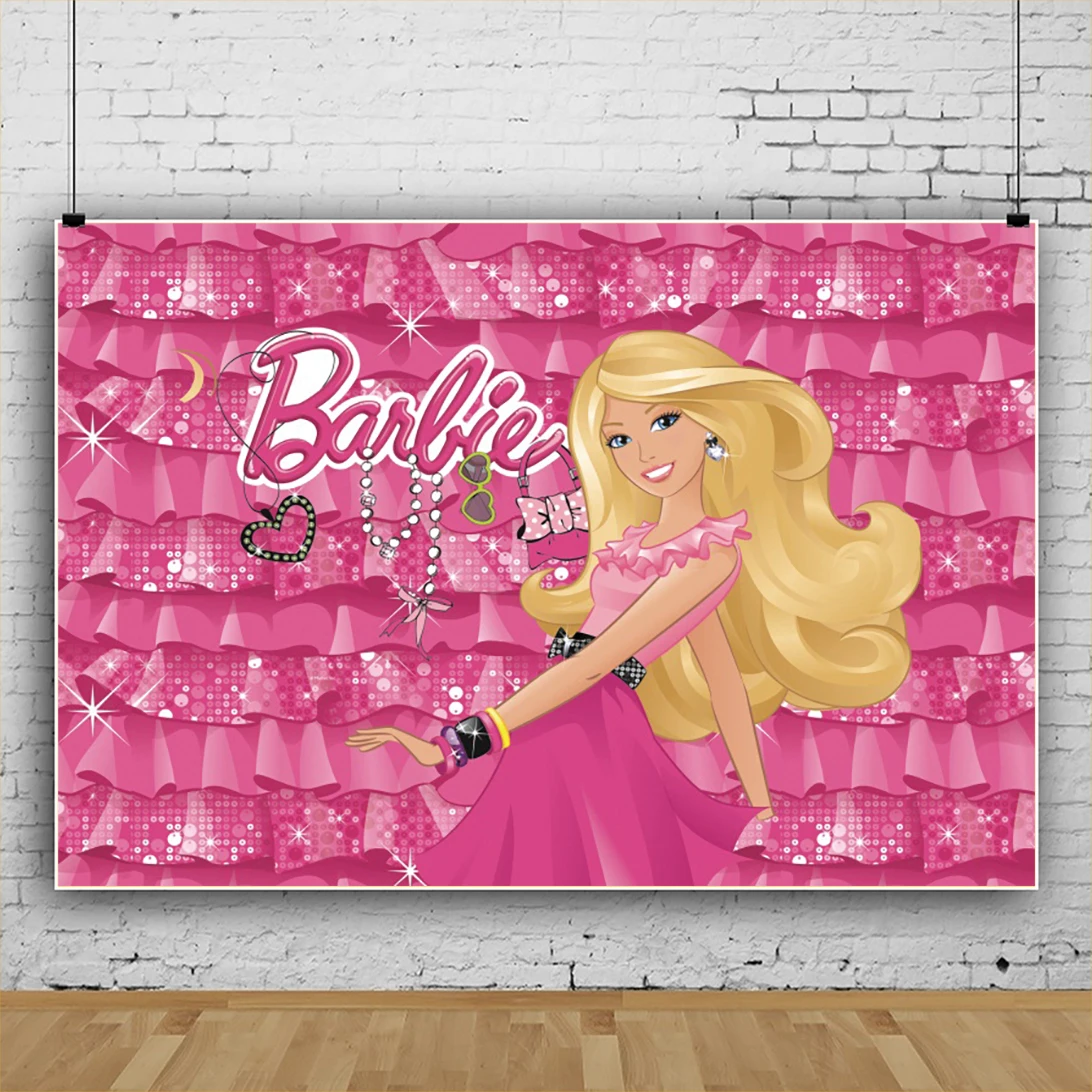 

Disney Winky Princess Barbie Poster Banner Photography Background Backdrop Girl Birthday Party Decor Photo Studio Wallpaper