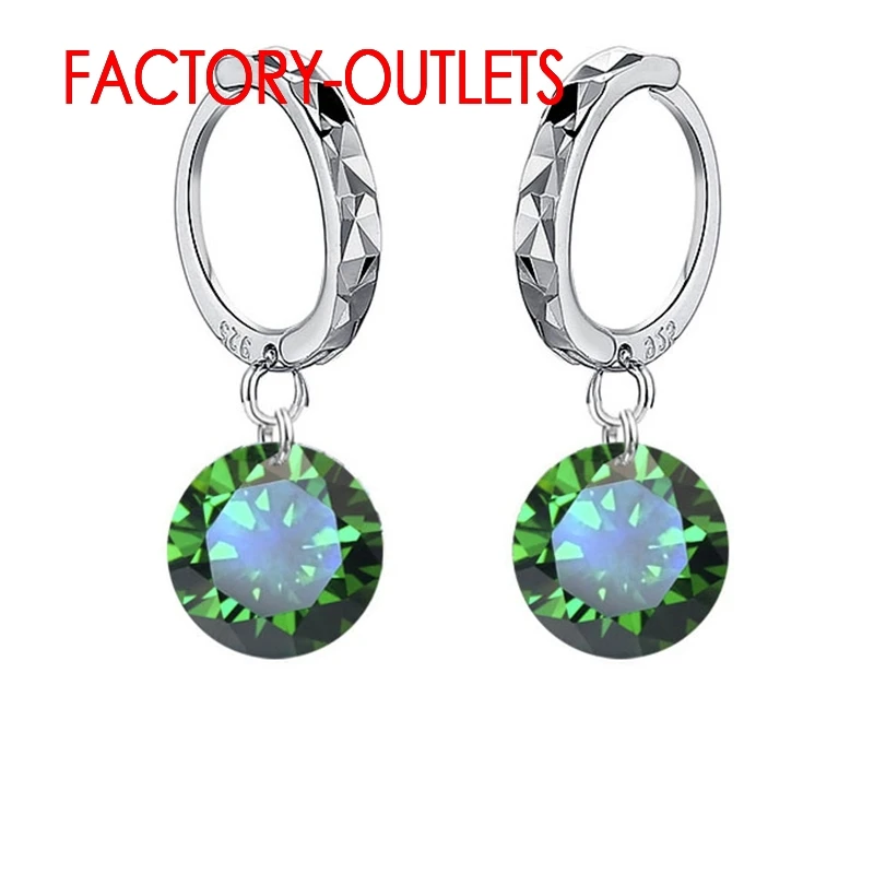 Factory Price Hanging Cubic Zircon Earrings For Women & Young With Green Stone 925 Sterling Silver Earring Amazing Discount