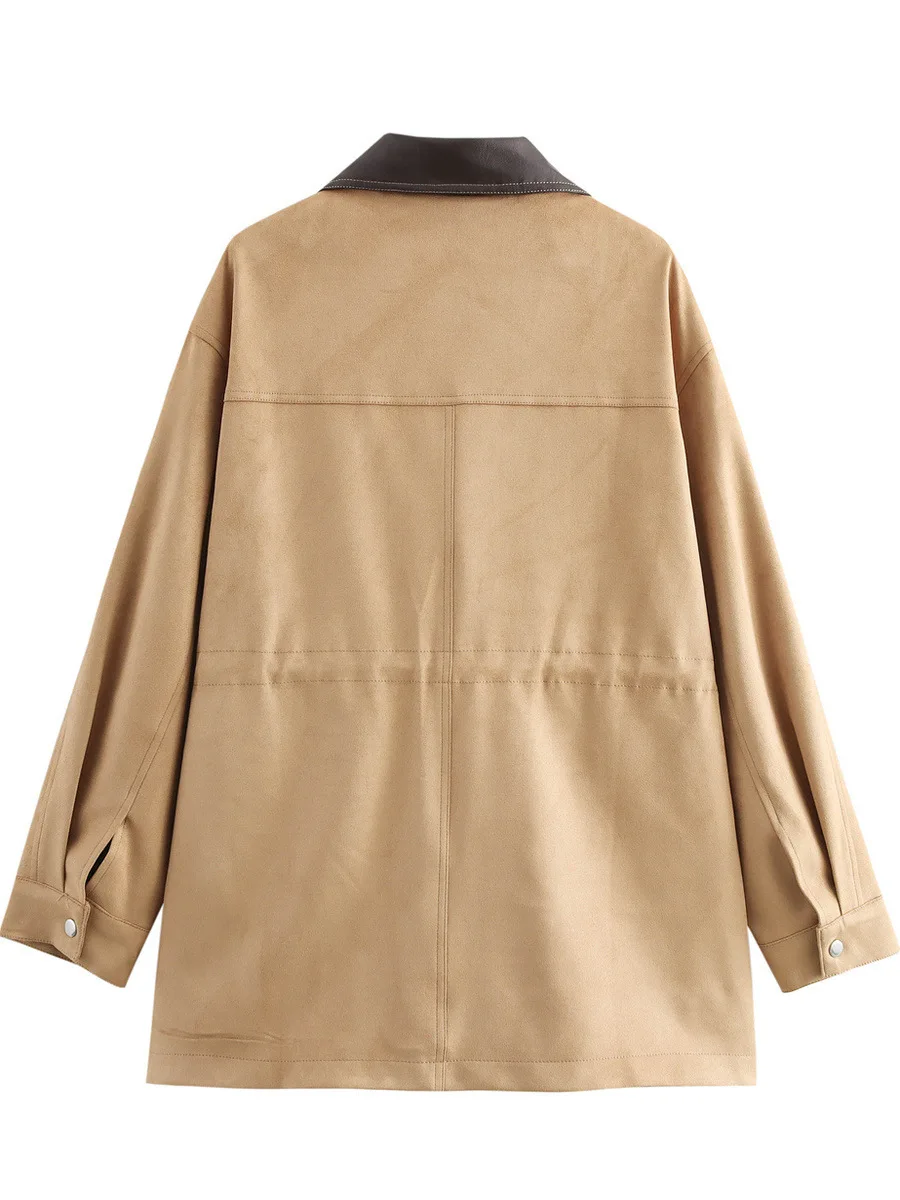 ZARZ Long Suede Jaet for Women Turn-down Collar Oversize Warm Outerwear Artistic Sle Regular Thin Winter Collection