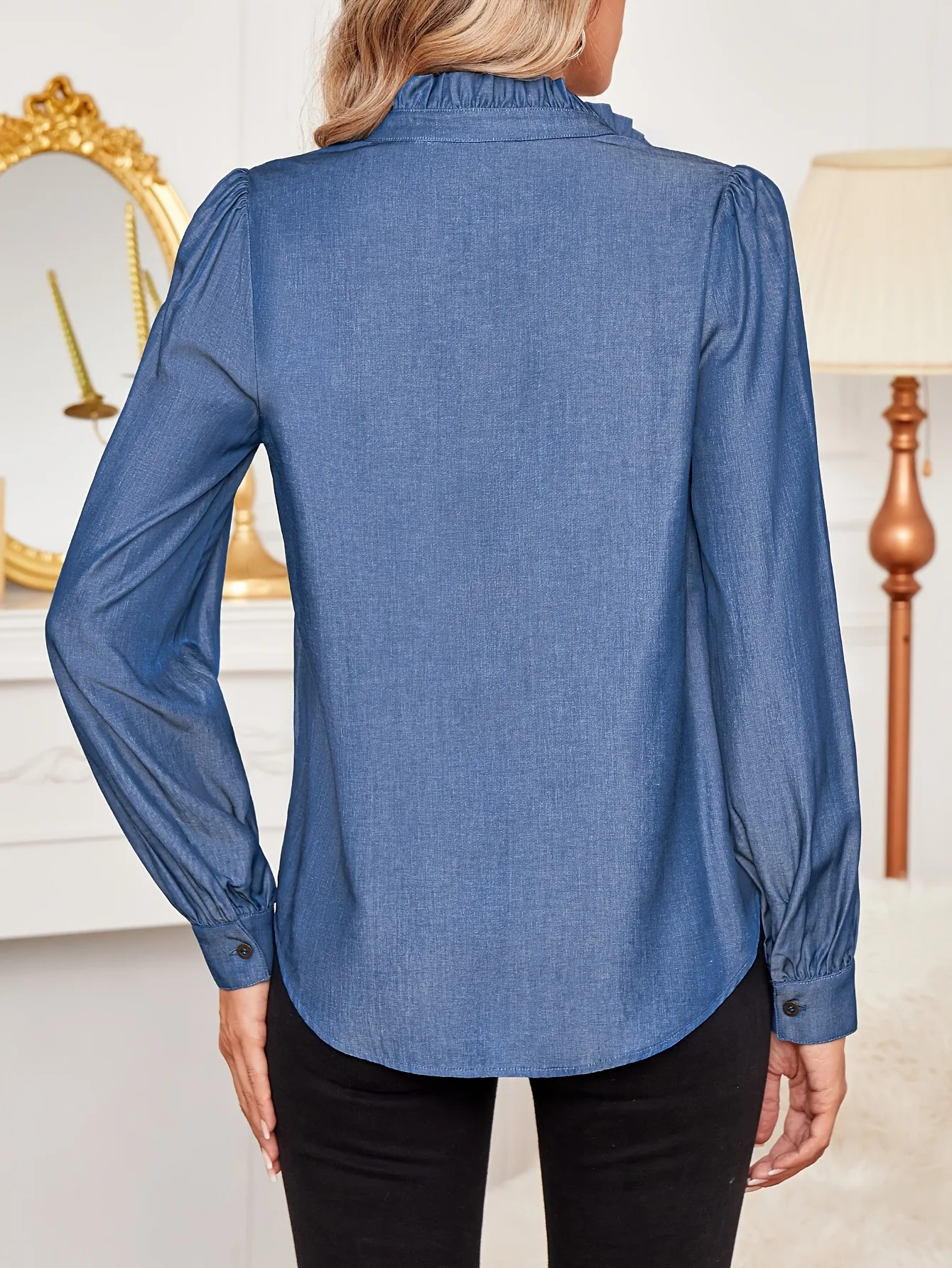 Retro Ruffle Collar Western Shirt - alternate angle