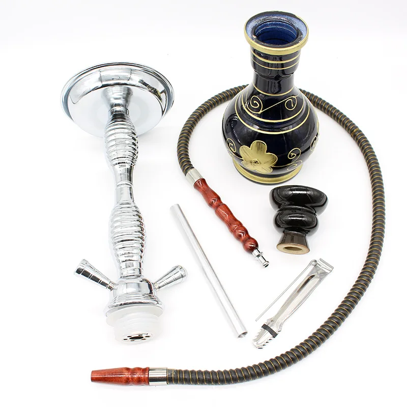 Water Pipe Shisha Set Classic Iron Sheet Arab Shisha Hookah Glass Water Pipe Kettle Shisha Single Double Tubes Private Use