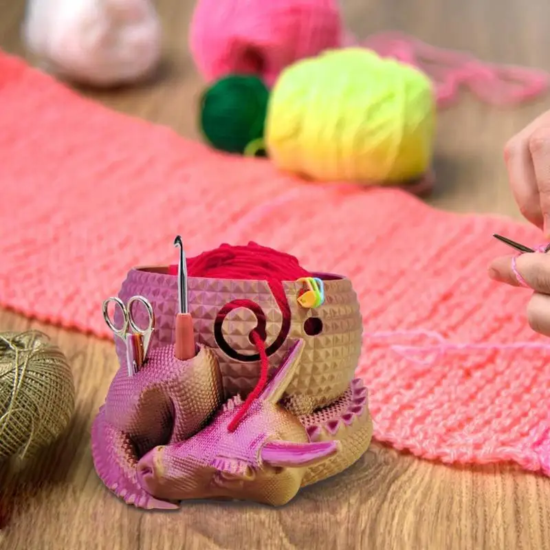 Mangkuk penyimpanan benang rajut, tempat penyimpanan benang rajut, wadah benang rajut naga dan telur benang rajut