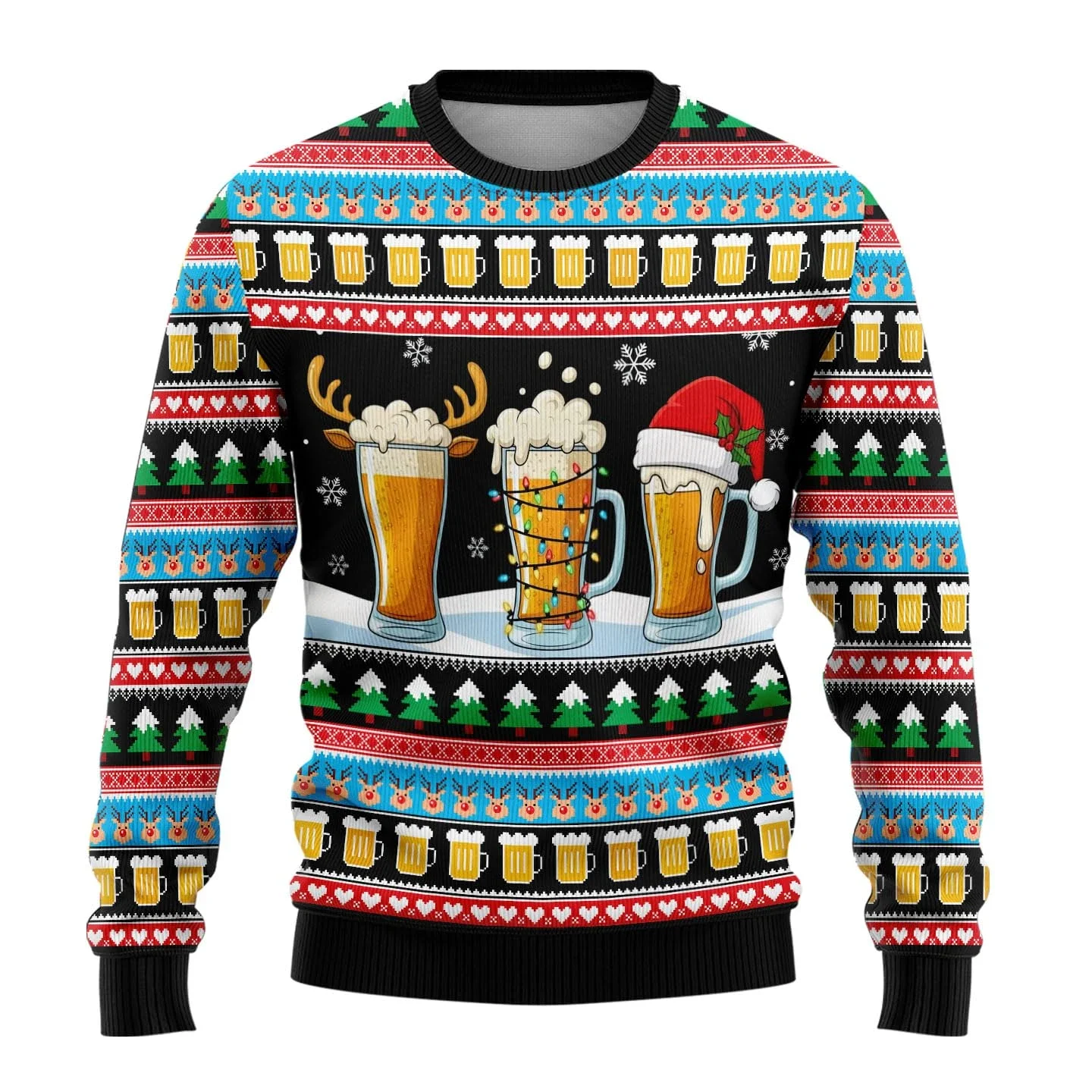 Hilarious Ugly Christmas Sweaters For Women Funny Santa Claus Beer Sweater Joke Unisex Spandex Blend Christmas Jumper Set Tops view 2