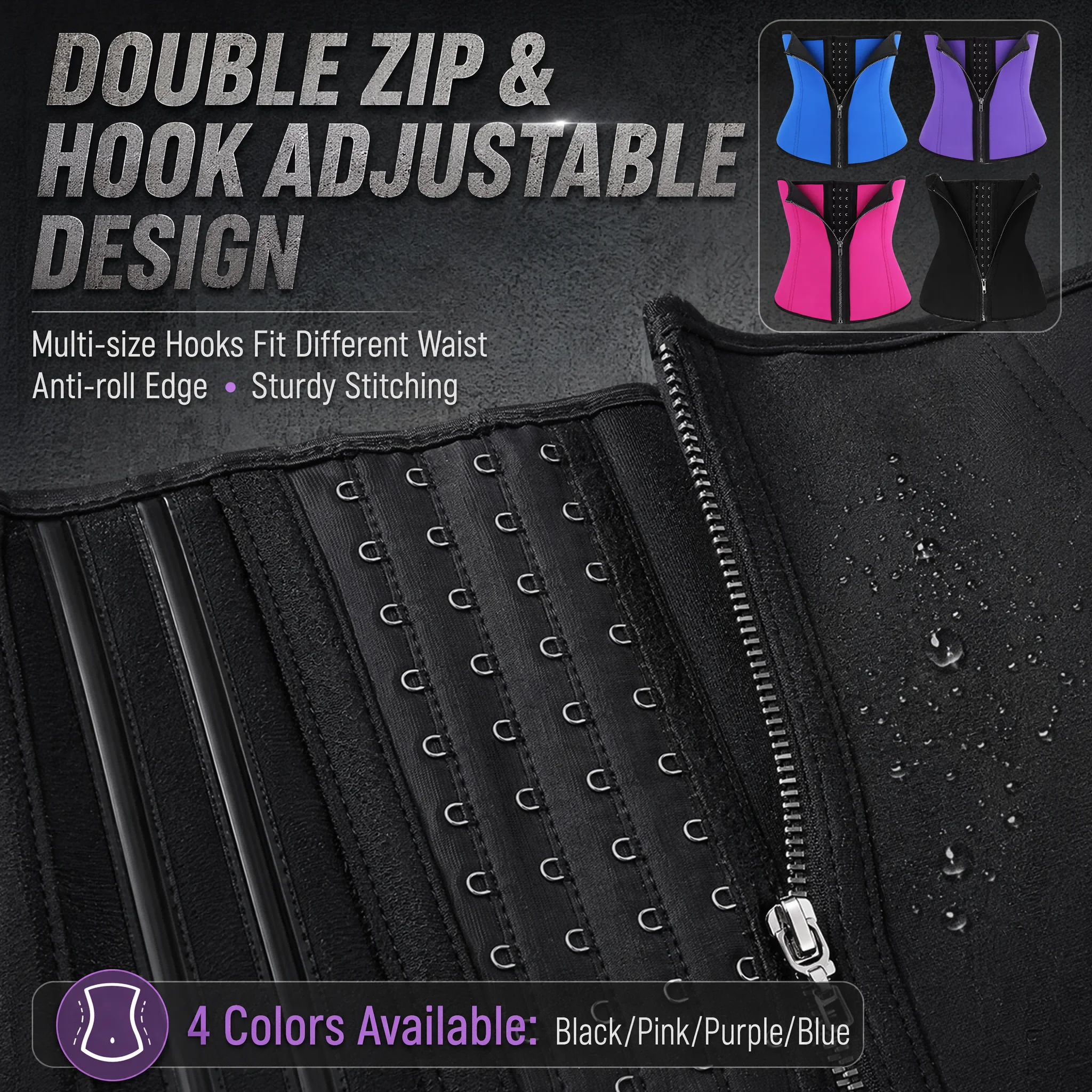 ジッパーとフック留め付きネオプレンウエストトレーナー – 女 - Sweat Waist Trainer Belt Neoprene のレビューと価格