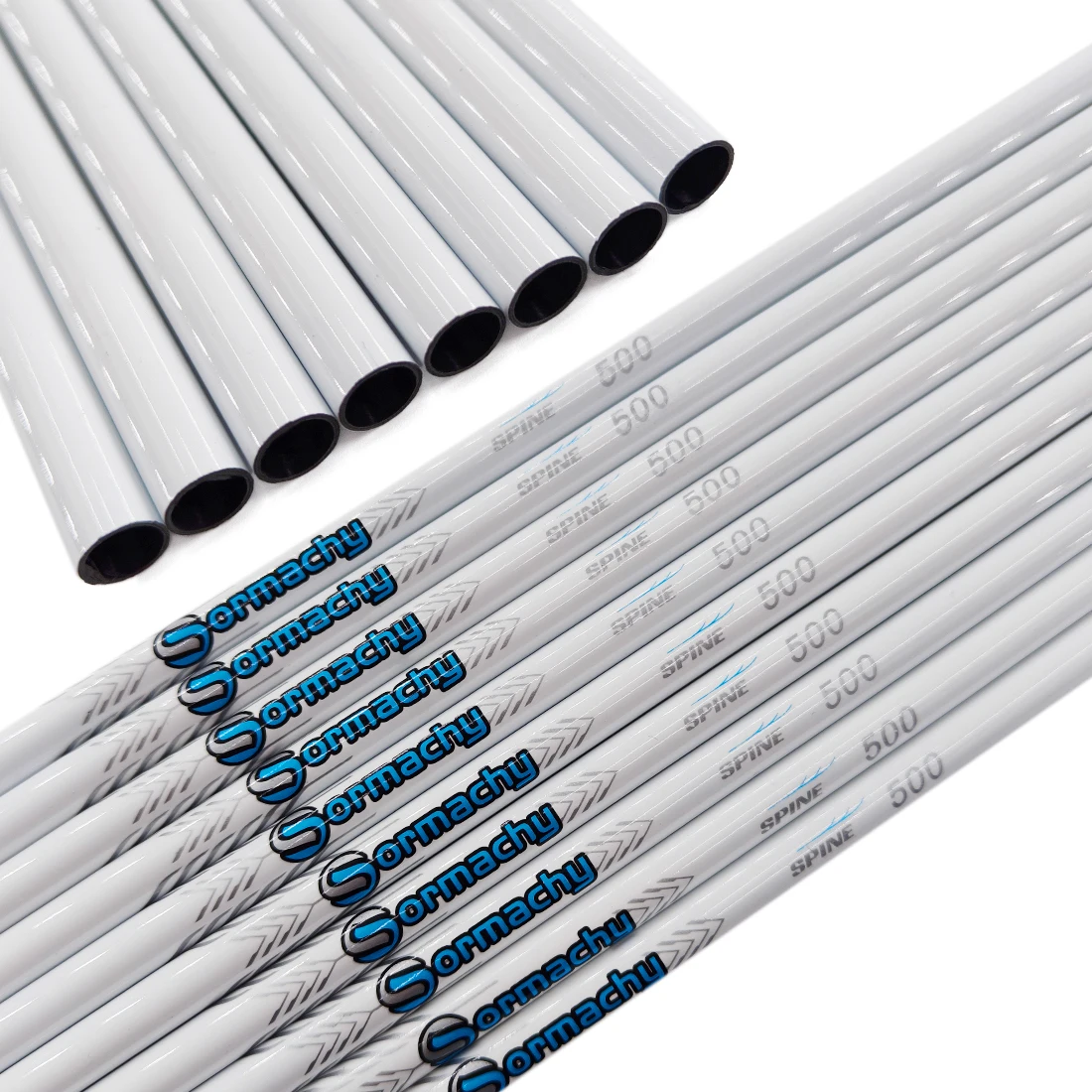 12 piezas de Ejes de Flecha de Carbono Puro Pandarus Champion ID6.2mm Spine 300-800, Kit de Bricolaje para Tiro con Arco con Tubo para Flechas