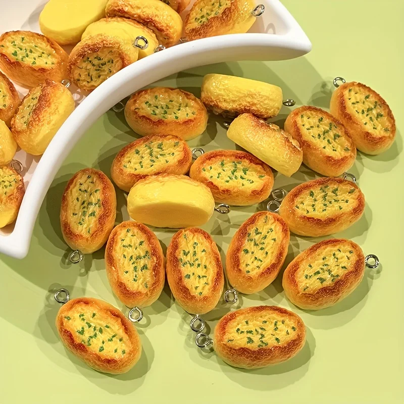 6Pcs Cartoon Cheese Bread Resin Charms Cute Mini Food Pendants DIY Earrings Keychain Jewelry Making Accessories view 3