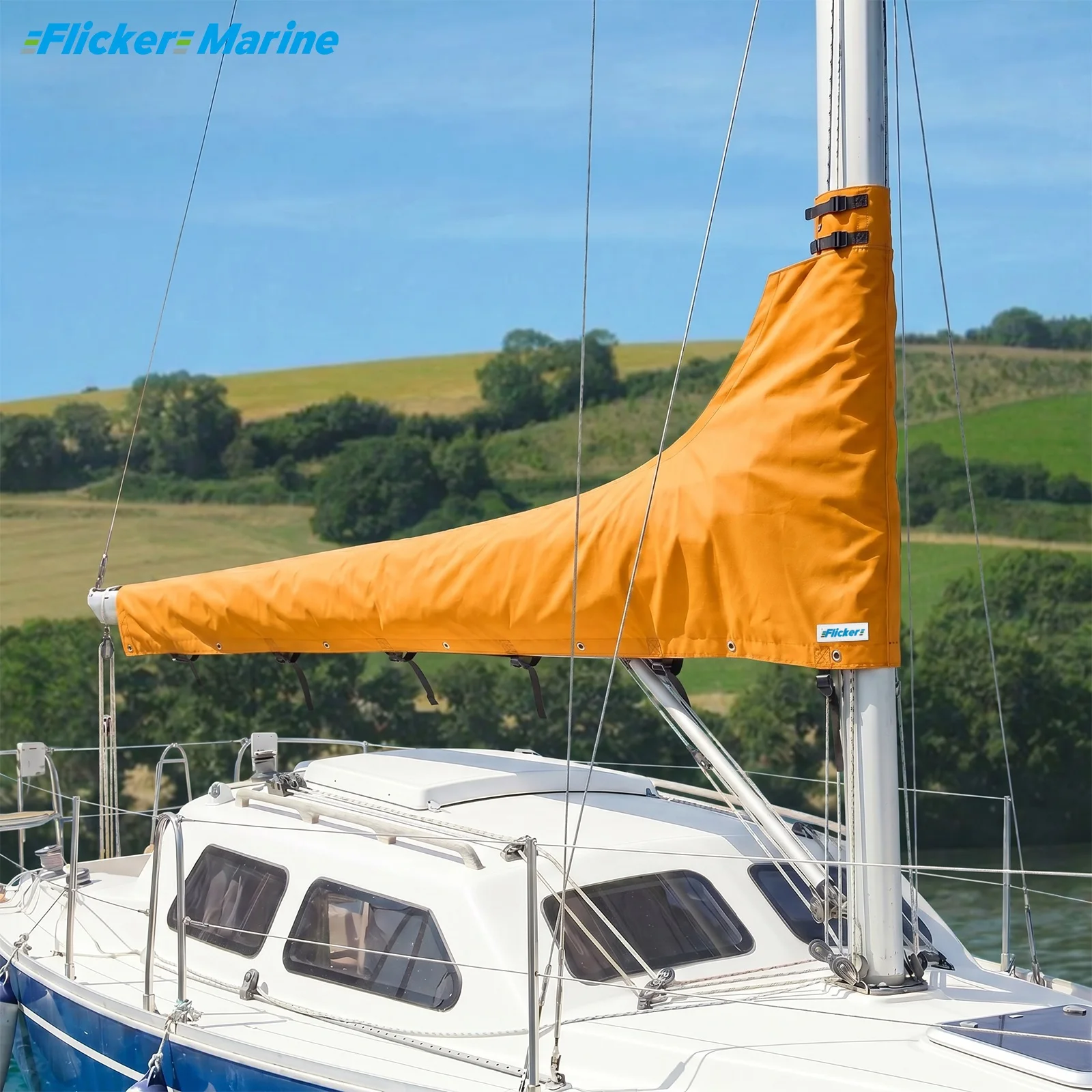 Flicker Colorful Classic Mainsail Boom Cover, Polyester Sailboat Boom Protector, UV Resistant, Reinforced Stitching, 10 Sizes