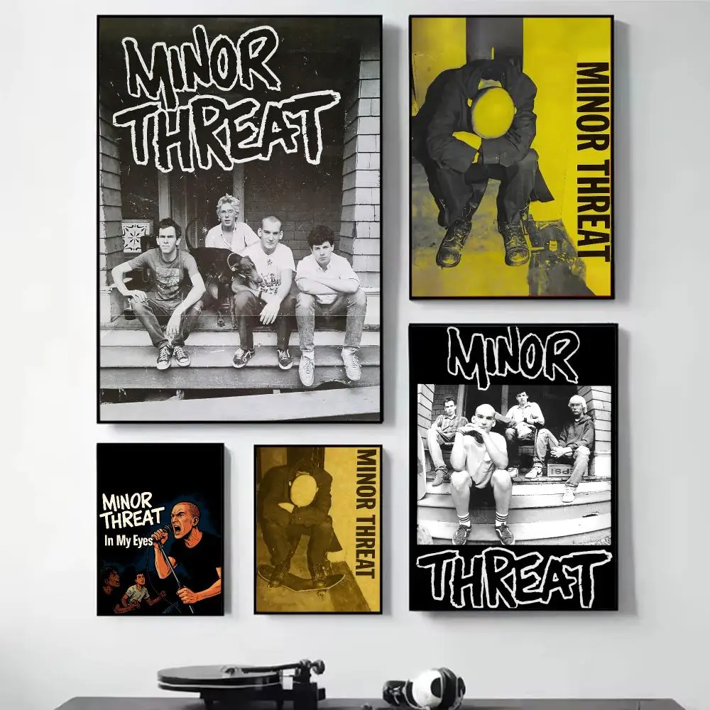 M-Minor Threat Painting Calligraphy Self Adhesive Wall Art Waterproof Print For Bedroom Hallway Home Decor