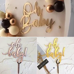 Oh Baby Acrylic Cake Topper, Happy Birthday Party Decorations, Boy or Girl, Gender Reveal, Dessert Decor 1Pc/3Pcs/5Pcs