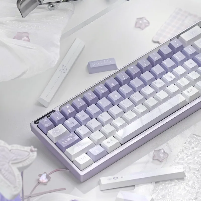 Muse Butterfly Purple PBT 5-Side Dye-Sub Keycaps, Cherry Profile Full Set Custom Keycaps for MX Mechanical Keyboard FOA Height