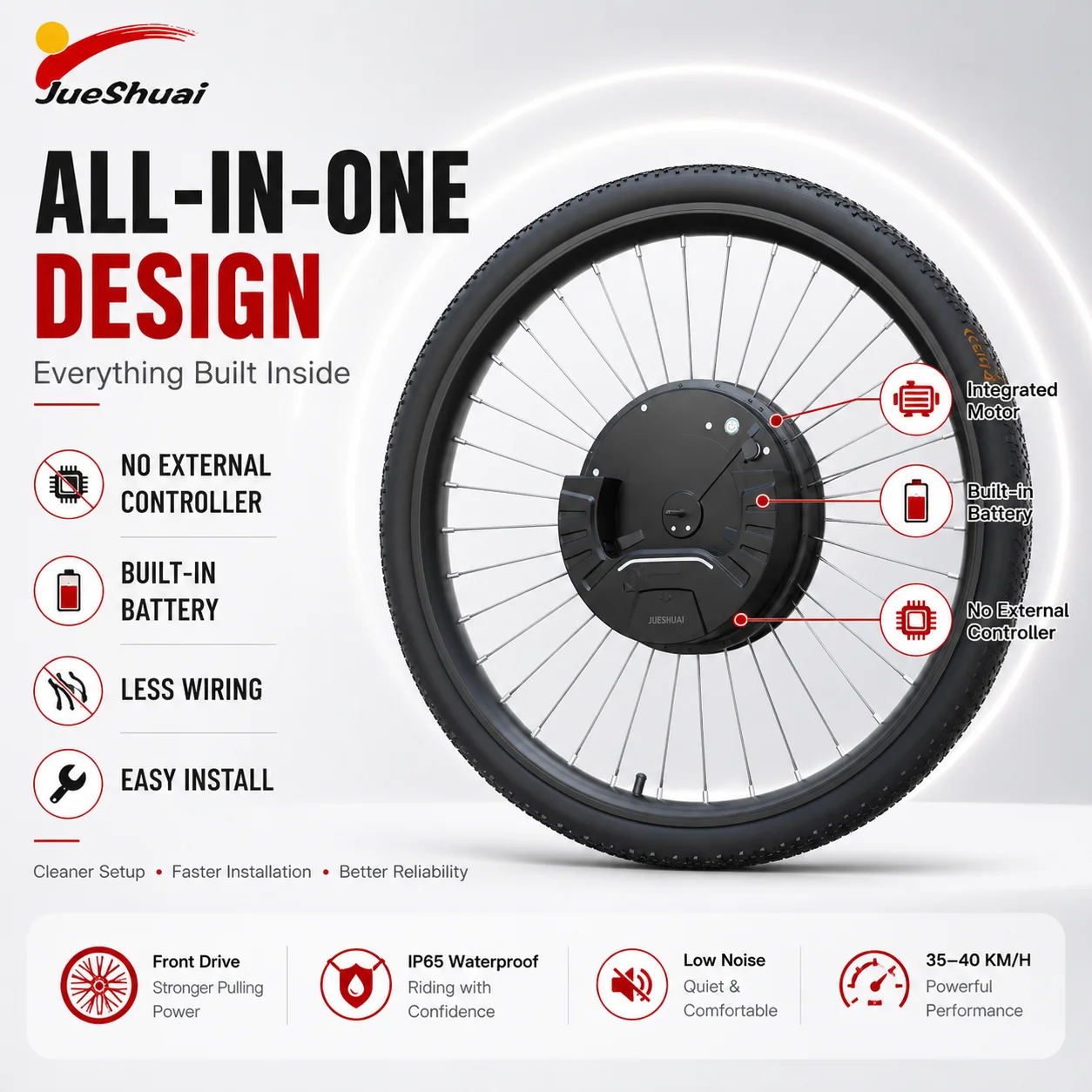 

iMortor 3 Electric Bike Conversion Kit 350W Front Wheel Hub Motor with Stable LCD Display 3 Speed Modes 36V 7.8Ah Battery 25mph High Speed IP65 Waterproof Ebike Kit for Daily City Commuting Professional Cycling and Reliable All-Weather Road Travel