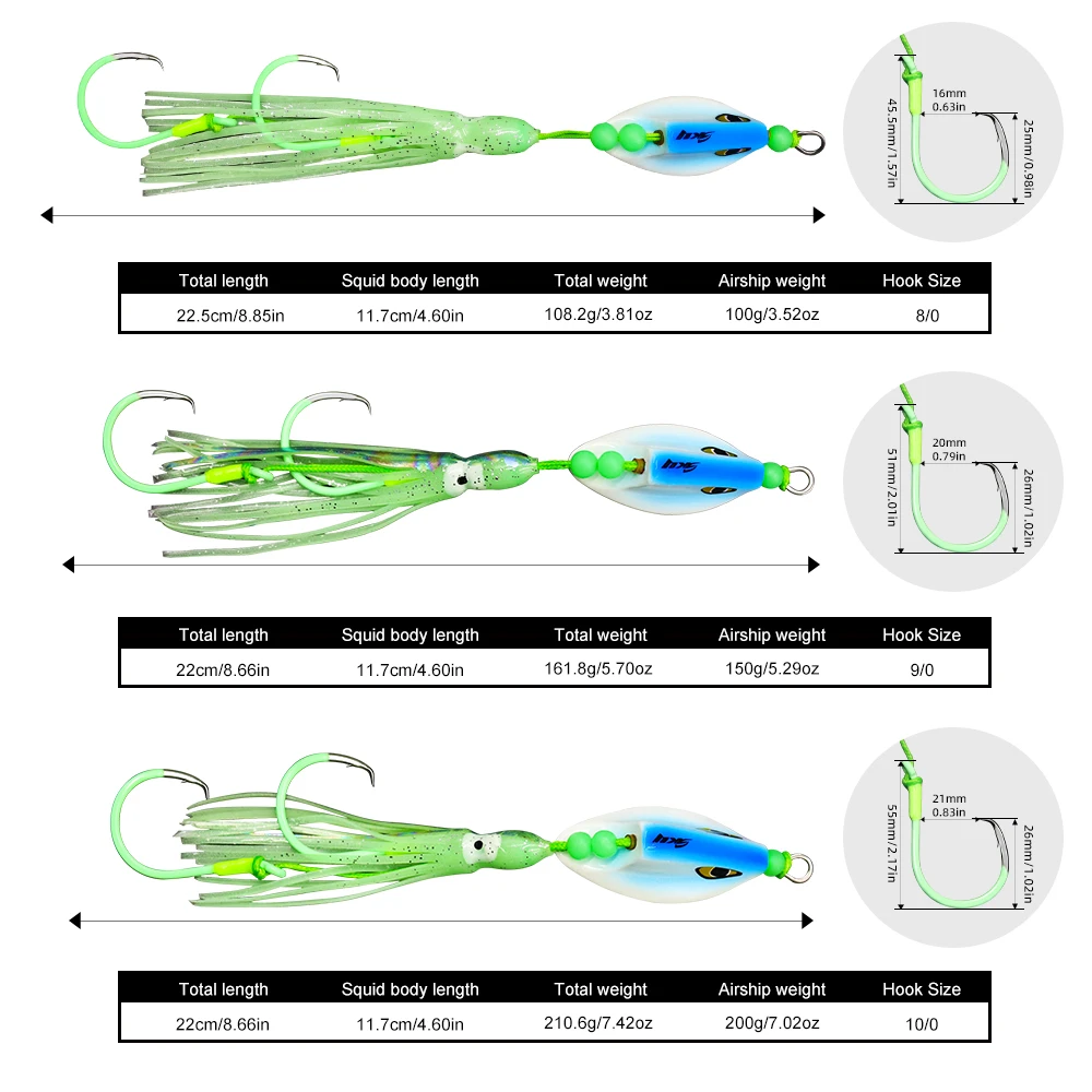 ZYZHE 1pc Sea Fishing JIG String Hooks 100g 150g 200g Deep Sea Boat Fishing Lure For Tuna Marlin Swordfish Saltwater Bait Rigs - view 3