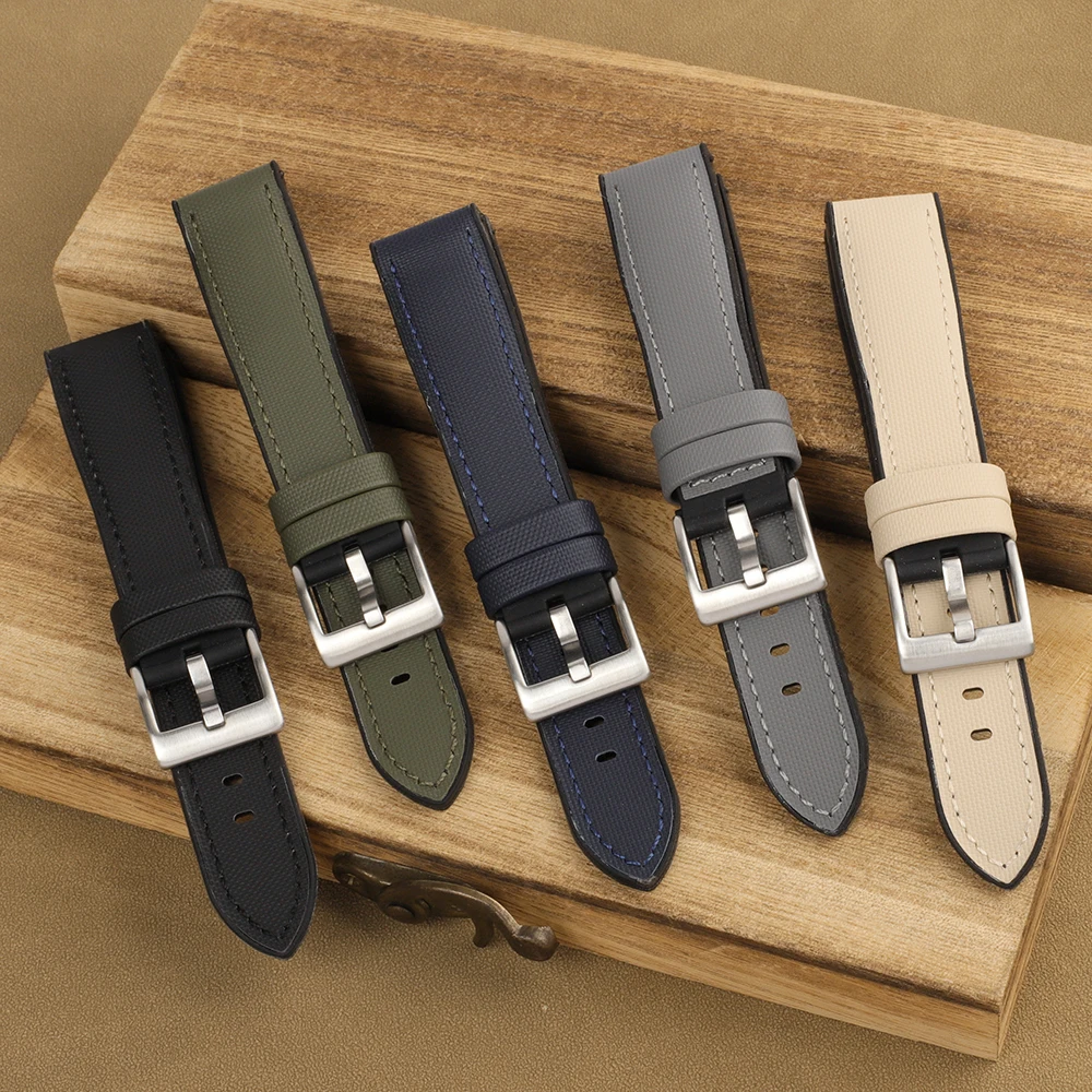 Waterproof Sailcloth Watch Band 18mm 20mm 22mm Oxford Canvas Watch Strap Silicone Quick Release Watchband Sports Bracelet Belt
