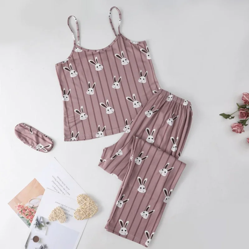 Sleepwear Women's Clothing Suits Summer Thin Explosion Suspenders Home Soft Leisure Slim Loose Fit Premium Breathable Sweet Cute