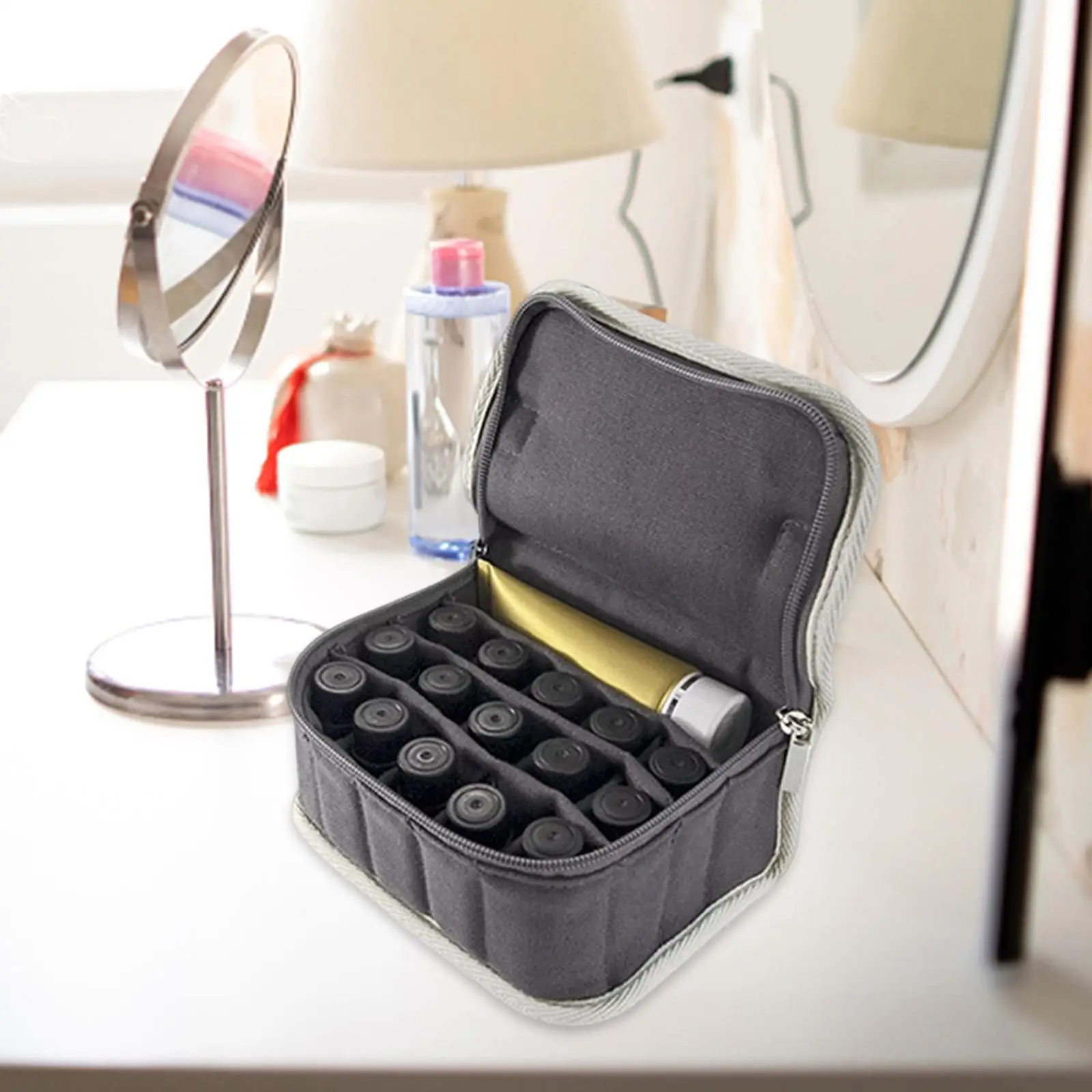 Organizador de esmalte de uñas, estuche de transporte multiusos de 16 rejillas para lápices labiales