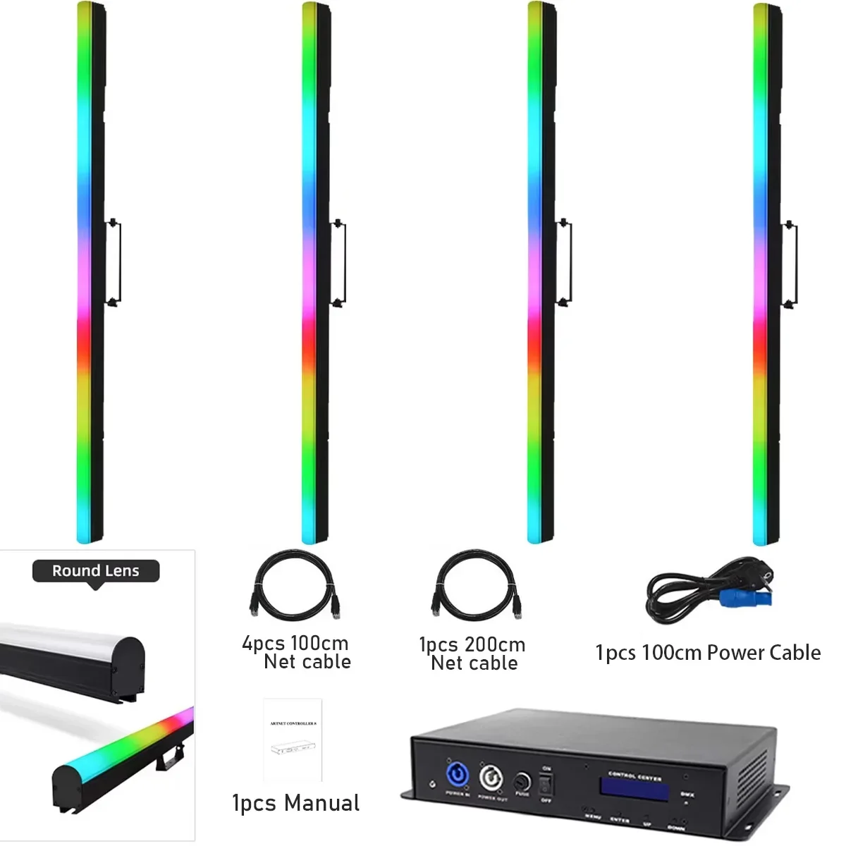 4 개 RGB 3in 1 LED 픽셀 라이트 스트립 KTV 극장 강당 무대 콘서트 조명 Artnet 제어 상자 DMX 모드