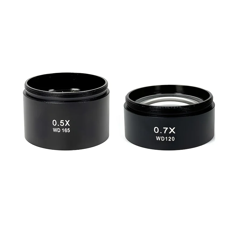 0.5X 0.7X Barlow Auxiliary Objective Lens WD165 WD120 Stereo Trinocular Microscope Camera Lens for Mobile Phone PCB Repair