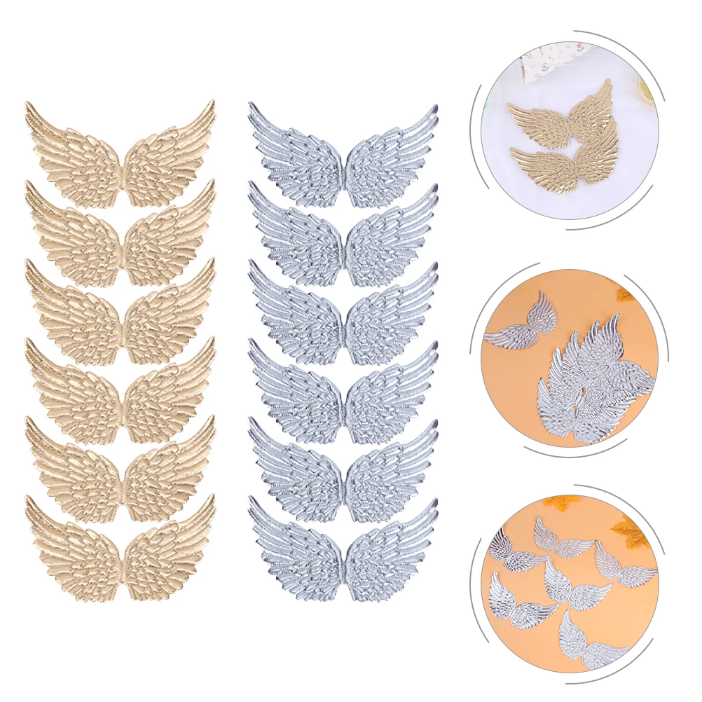 

24pcs Angel Wing Patches Appliques Sew on Clothes DIY Crafts Vest Decor Gold Silver Fashion Accessories Elastic B