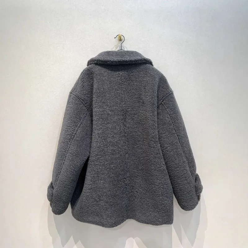 

Японская осенне-зимняя модная ретро-модная H-образная классическая рабочая одежда с лацканами, меховая куртка, утягивающая куртка, женская одежда