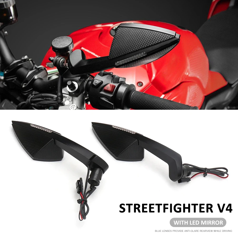 

For Ducati Streetfighter V4 STREETFIGHTER V4 New Motorcycle Mirror LED Turn Light Signals Rear View Rearview Mirrors