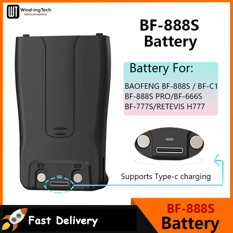 BF-888S Battery Type-C Charging BL-1 BF-777S Battery BF-C1 Compatible with H777 BF-666S 888Spro Radio Walkie Talkie Accessories