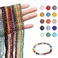 100PCS 4mm Colorful Glass Faceted Bead icone Shaped Crystal Beads for Jewelry Making DIY Handmade Bracelet Earrings Accessories