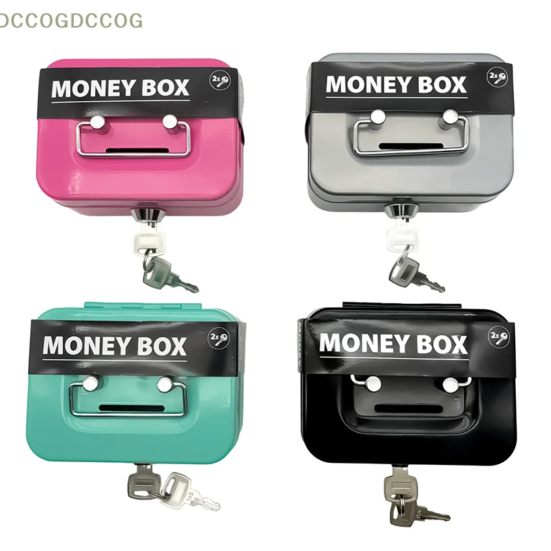 Money Safe Box Lockable Cash Box With Key,Portable Piggy Box Made Of Metal Small Security Lock Box Sturdy Coin Boxes For Kids