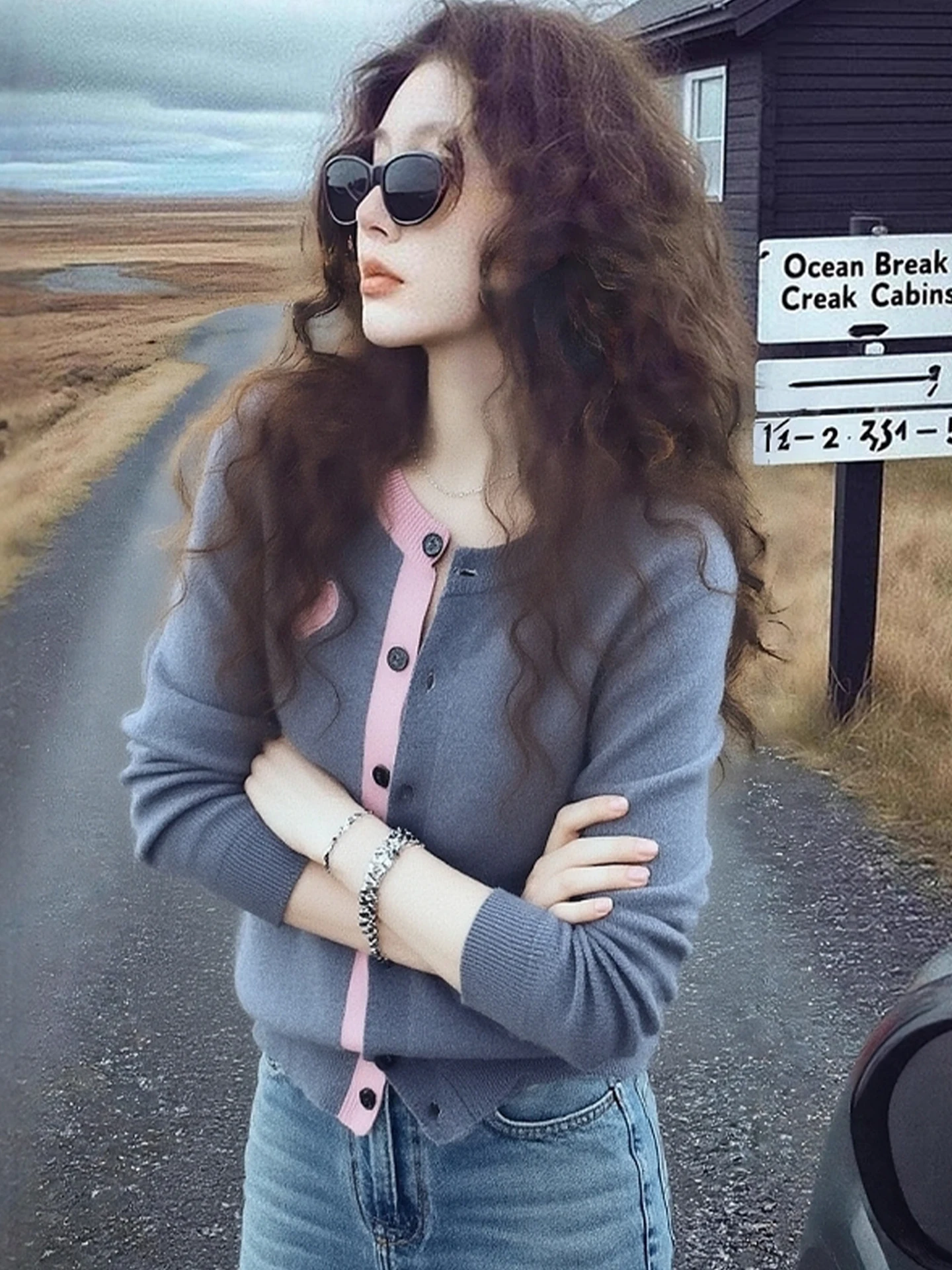 

Ele Color Blo Knitted Sweater Long Sve Women's Base irt Commute Top Winter Faion Casual round Ne Pullover