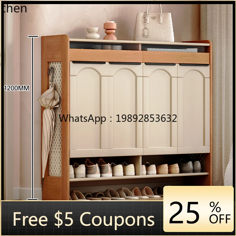 

W1 solid wood shoe cabinet large-capacity indoor entrance door entrance cabinet outer corridor corridor shoe cabinet