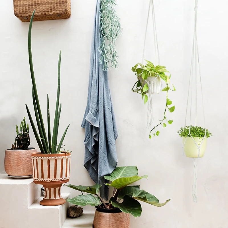90-122cm Handmade Macrame Hemp Rope Plant Hanger Flowers Pot Planter  Hanging Baskets For Home Garden Countyard Wall Decoration - AliExpress 15