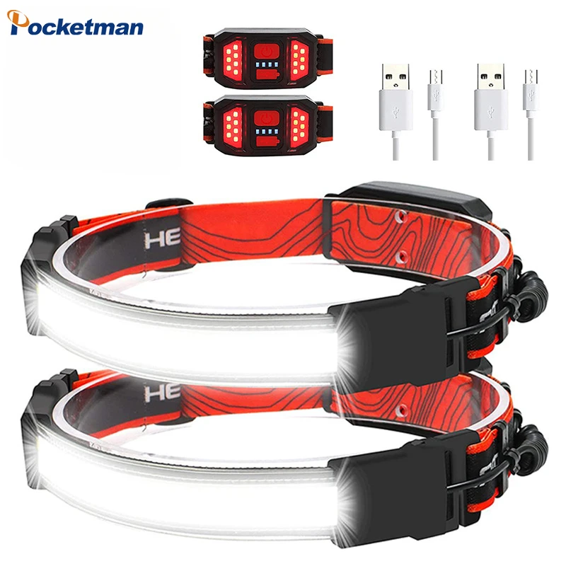 

Highlight LED Headlamp USB Rechargeable Headlamps Flashlight Wide Beam Waterproof Headlight Head Lamp Outdoor Running Camping