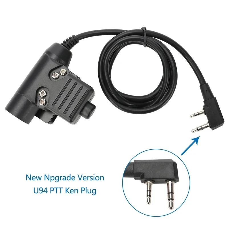 New U94 PTT Cable Plug Adapter for Tactical Headset for Baofeng UV-5R UV-S9 Plus UV-82 AR-152 UV-10R Walkie Talkie Two Way Radio