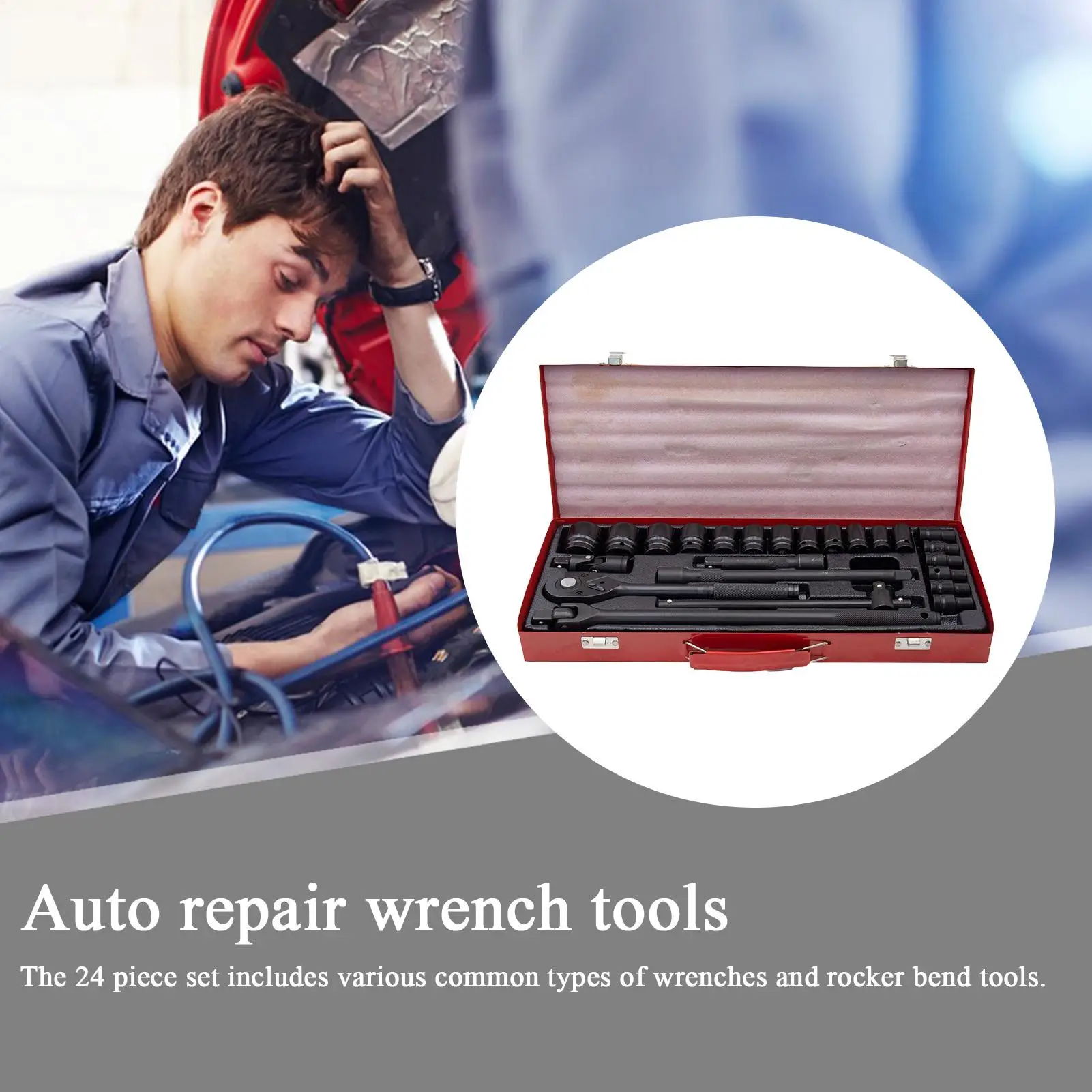 

Car Tool Kit 24Piece Auto Tool Kit Professional Wrench Portable Tire Repair Equipment For Motorcycle Truck Bike Boat RV