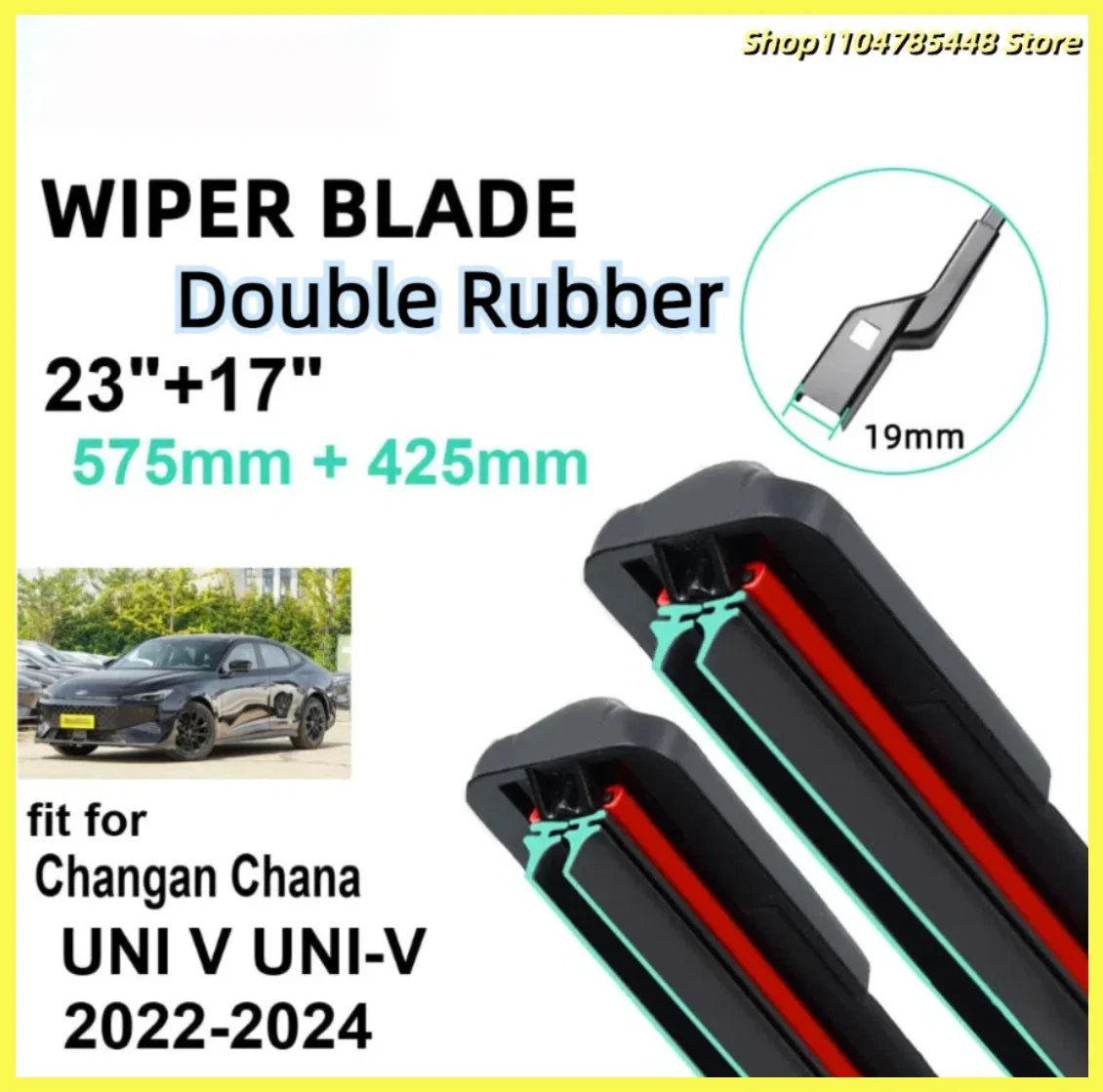

Car Wiper for Changan Chana UNI V UNI-V 2022-2024 23" + 17" Front Rear Wiper Blades Brushes Cutter Accessories 2022 2023 2024