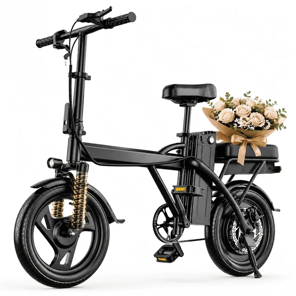 14'' Electric Bike for Adults, 500W Motor, 22 MPH Max Speed Folding Ebike, Max 30 Miles Range (Pedal Assist Mode), Mini E Bikes