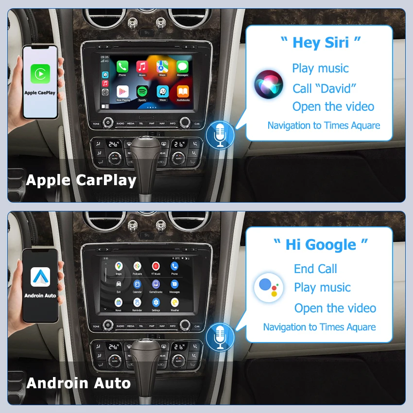 وحدة ترقية تلقائية CarPlay وAndroid لسيارة Bentley Flying Spur/Continental 2012-2017 التوصيل والتشغيل والتحكم الصوتي