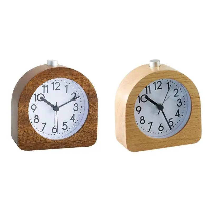 Alarm Clock Without Ticking Retro Wooden Alarm Quiet With Snooze Clock Dial Light Alarm Function Clock With Table