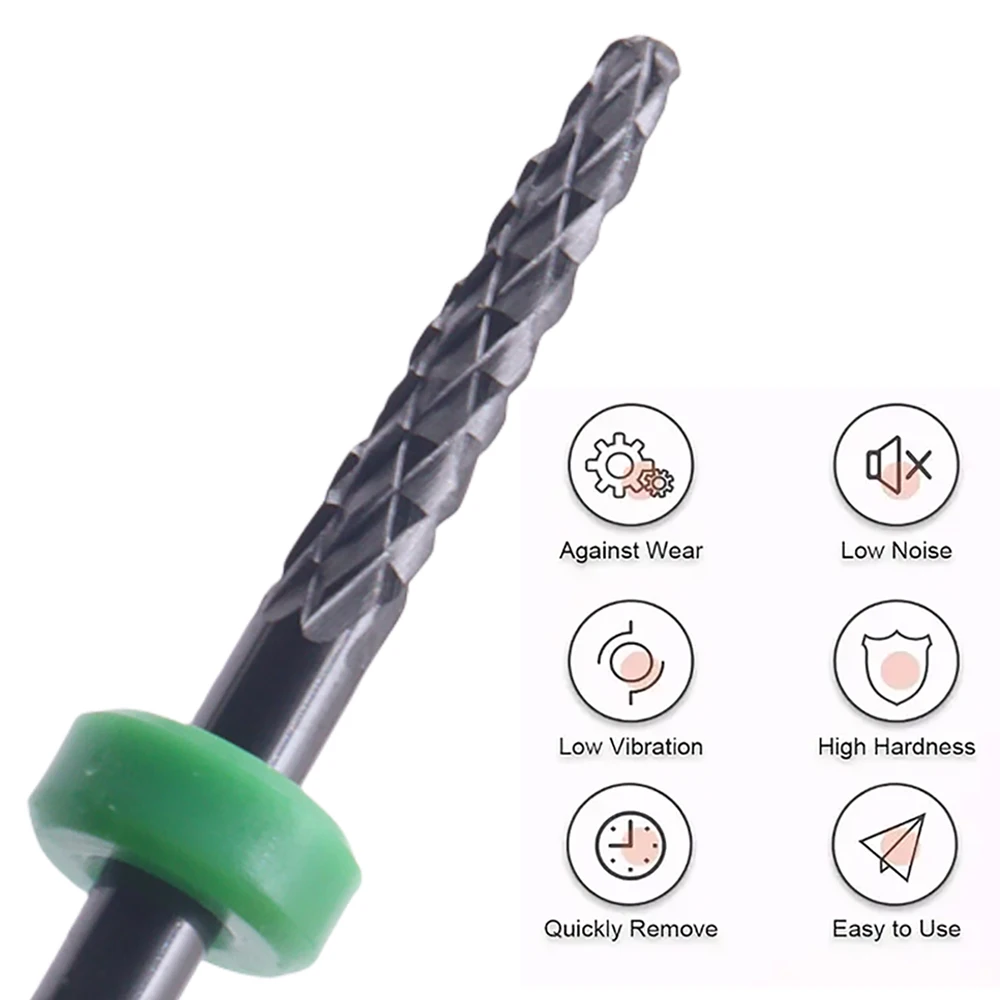 1 Stück 3/32 Zoll schwarzer Keramik-Nagelbohrer – Professionelle kegelförmige Form für schnelle Entfernung von Acryl und Hartgel, Nagelwerkzeug mit geringer Wärmeentwicklung