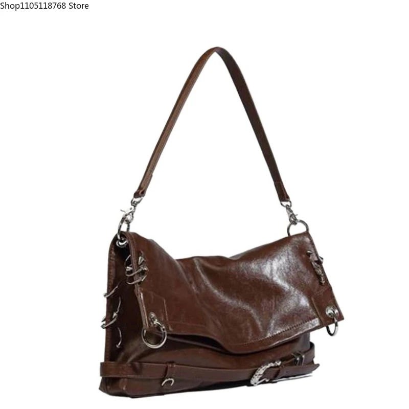 

Versatile New Trendy Armpit Bag Large Capacity Multi-ring Folding Design Shoulder Tote Bag