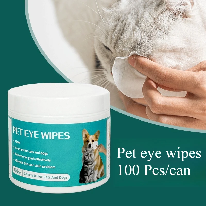 100 Piece Pet Eye Cleaning Wipes Tear Mark Remover for Cats Hygienic Grooming Wet Tissues for Home Pet Care