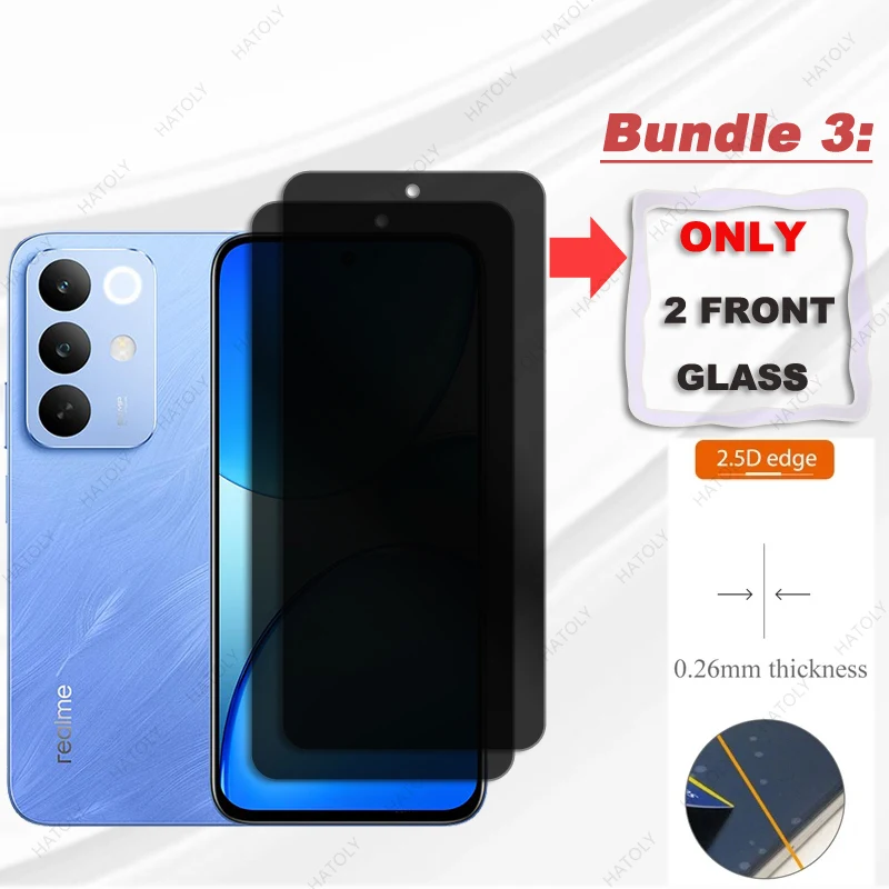 

Privacy Screen Protector For Realme C85 4G Glass Anti-spy Glass For Realme C85 4G Film Anti Glare Glass Camera Lens Protector
