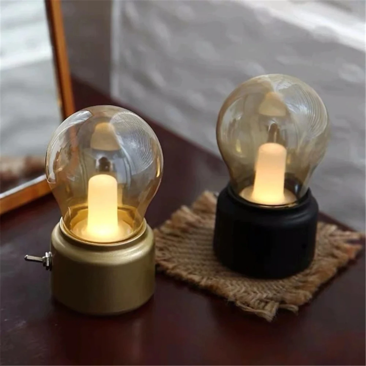 LED Bulb Classical Blowing Desk Lamp Decoration Light Retro USB Rechargeable Night Light Desk Table LED Lamp Decor Lights