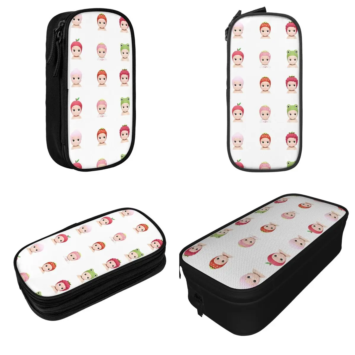 Large Capacity Pen Box Cute Sonny Angel Office Strawberry Cartoon Girls Double Layer Pen Case Women Makeup Bag Birthday Gift