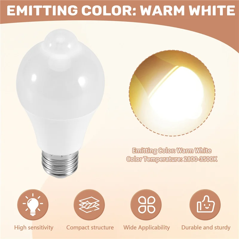

85-265V E27 PIR Motion Sensor Lamp 12W Bulb With Motion Sensor Infrared Motion Detector Security Light-AT36
